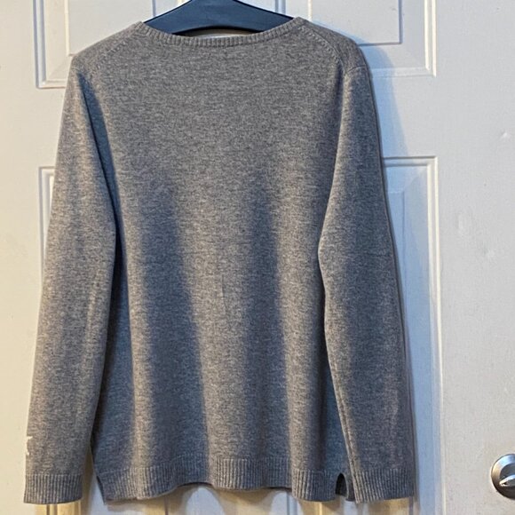 NEW Repeat 100% Cashmere Women Sz S Gray Sweater Pullover "To The Moon and Back" - Picture 8 of 11
